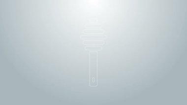 Mavi çizgi Honey Dipper çubuğu simgesi gri arkaplanda izole edildi. Tatlı kepçe. 4K Video hareketli grafik canlandırması