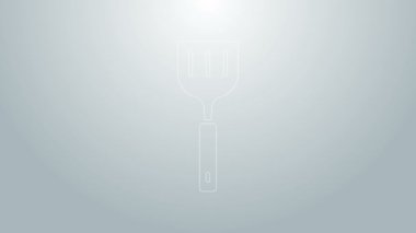 Mavi çizgi Spatula simgesi gri arkaplanda izole edildi. Mutfak spatula ikonu. Barbekü spatula işareti. Barbekü ve ızgara aleti. 4K Video hareketli grafik canlandırması