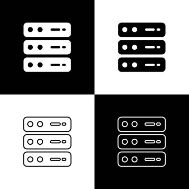 Sunucu, Data, Web sunucu simgesini siyah ve beyaz arkaplanda izole edin. Vektör.