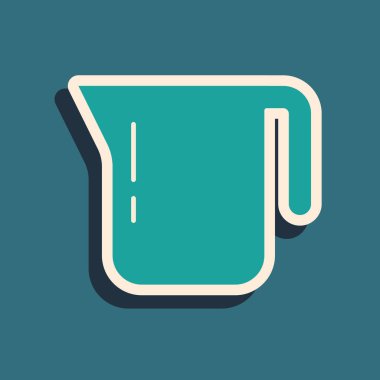 Yeşil kahve demliği ikonu yeşil arka planda izole edilmiş. Uzun gölge tarzı. Vektör.