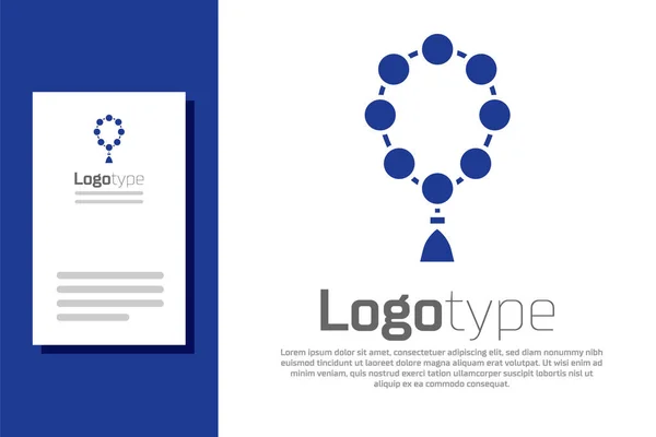 Azul Rosário Contas Religião Ícone Isolado Fundo Branco Elemento Modelo —  Vetores de Stock