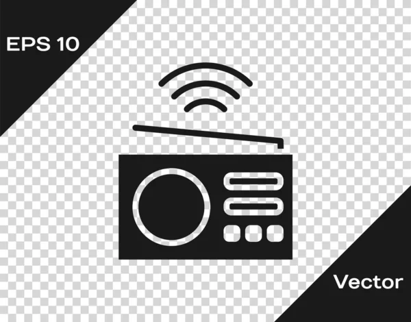 Icono Del Sistema Radio Black Smart Aislado Sobre Fondo Transparente — Vector de stock