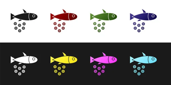 Set Fish Caviar Icon Isolated Black White Background Vector — Stock Vector