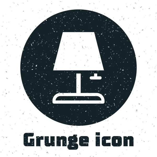 在白色背景上孤立的Grunge桌灯图标 单色复古绘画 — 图库矢量图片