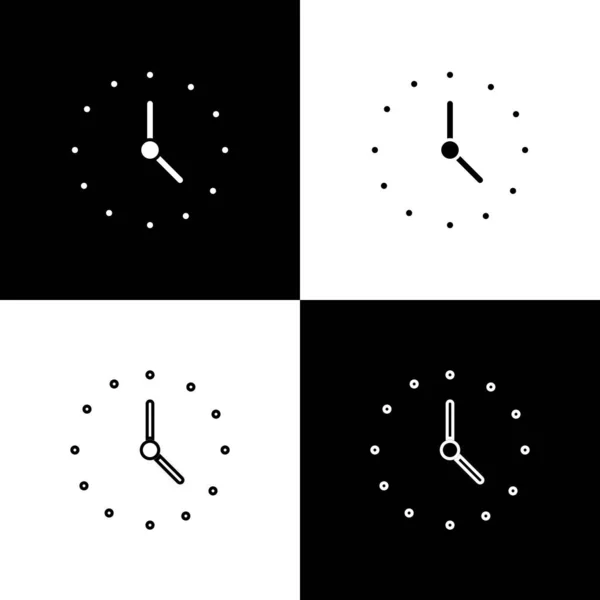 Définir Icône Horloge Isolé Sur Fond Noir Blanc Symbole Temporel — Image vectorielle