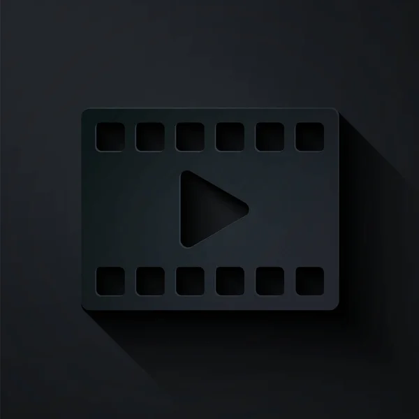 Паперовий Виріз Відтворити Піктограму Відео Ізольовано Чорному Тлі Фільм Ігровим — стоковий вектор