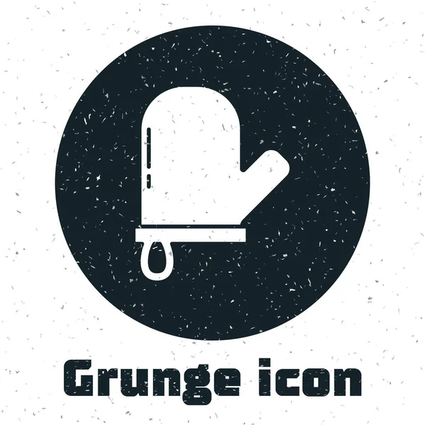 Grunge Oven Glove Icon Isolated White Background Kitchen Potholder Sign — Stock Vector