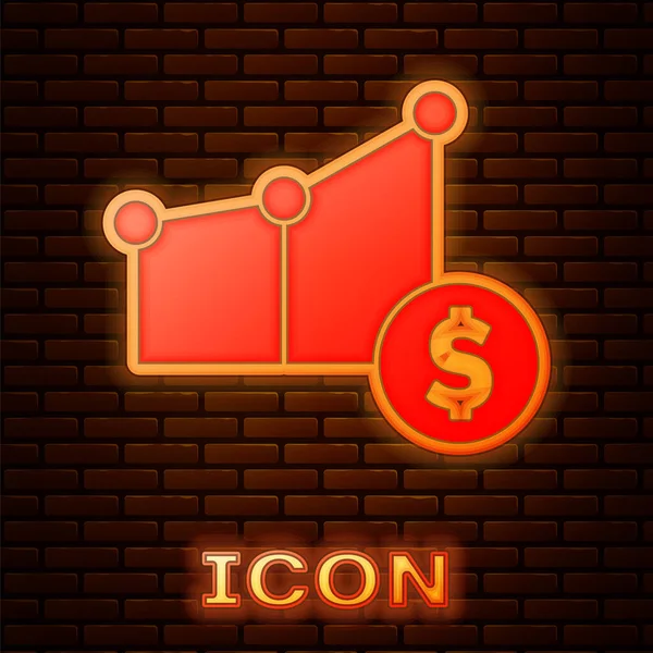 Świecący Neon Pie Wykres Infografika Symbol Dolara Ikona Izolowane Tle — Wektor stockowy