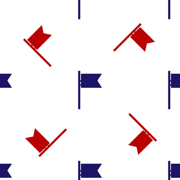 Blå Och Röd Flagga Ikon Isolerad Sömlös Mönster Vit Bakgrund — Stock vektor