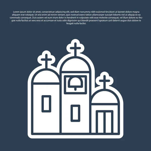 Ligne Bleue Icône Bâtiment Église Isolé Sur Fond Bleu Église — Image vectorielle