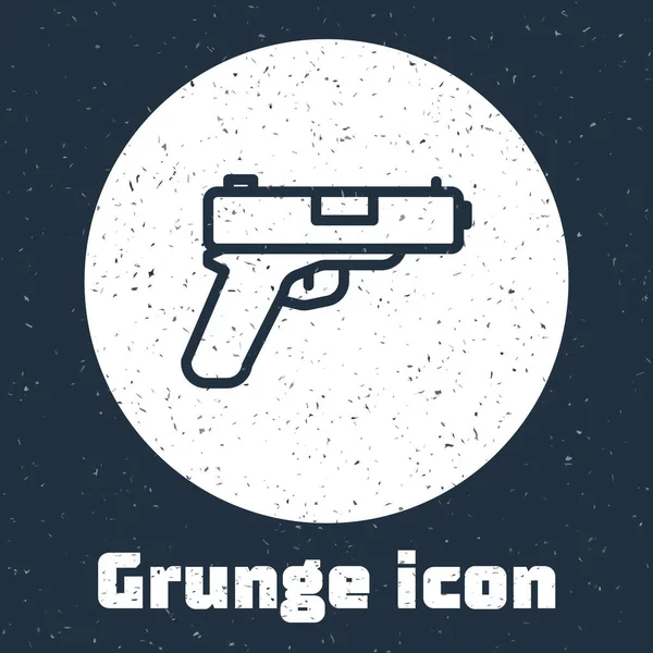 Ligne Grunge Pistolet Icône Pistolet Isolé Sur Fond Gris Police — Image vectorielle