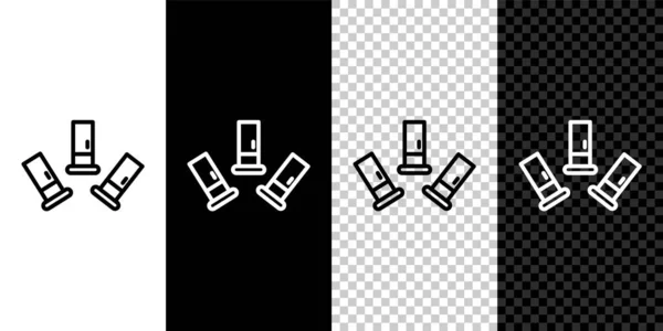 Set Line Cartridges Icon Isoliert Auf Schwarzem Und Weißem Hintergrund — Stockvektor