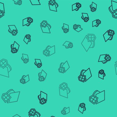 Siyah çizgi mezuniyet şapkası ve kalkan simgesi yeşil arka planda izole edilmiş pürüzsüz desen. Sigorta konsepti. Güvenlik, güvenlik, koruma, konsept koruma. Vektör..