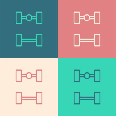 Pop Art Line Chassis araba simgesi renk arkaplanında izole edildi. Vektör.