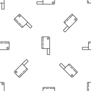 Gri çizgi Et Helikopteri simgesi beyaz arka planda kusursuz desen izole etti. Et için mutfak bıçağı. Kasap bıçağı. Mutlu Cadılar Bayramı Partisi. Vektör.