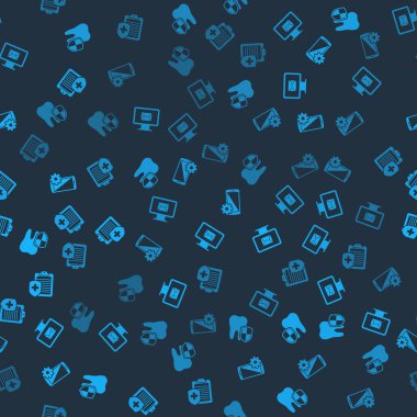 Diş korumasını, monitörü ve zarfı, akıllı telefonu ve panoyu kusursuz şablona sigortalayarak ayarla. Vektör.