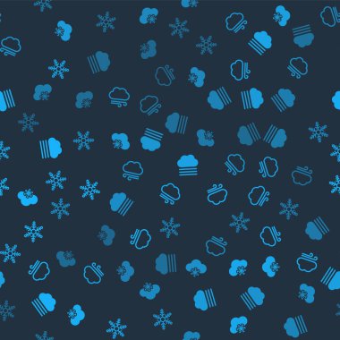 Bulut 'u karla, rüzgarlı havayla, sis ve bulutla ve Kar Tanesi' yle kusursuz bir kalıba sokun. Vektör.