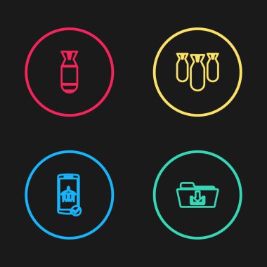 Hat uçuş modunu mobil, Dizin indirme, Havacılık bombaları ve simge olarak ayarla. Vektör.