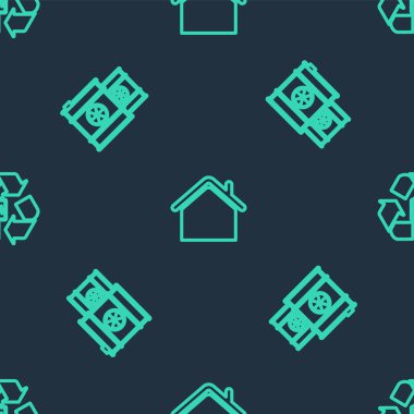 House hattını, varildeki radyoaktif atığı ve geri dönüşümlü pili sorunsuz bir şekilde ayarla. Vektör.