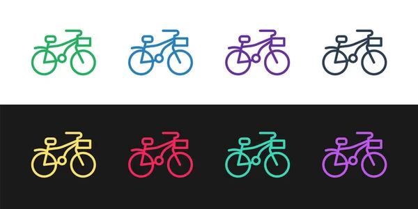 Set Line Bicycle Icon Isolated Black White Background Bike Race — Stock Vector