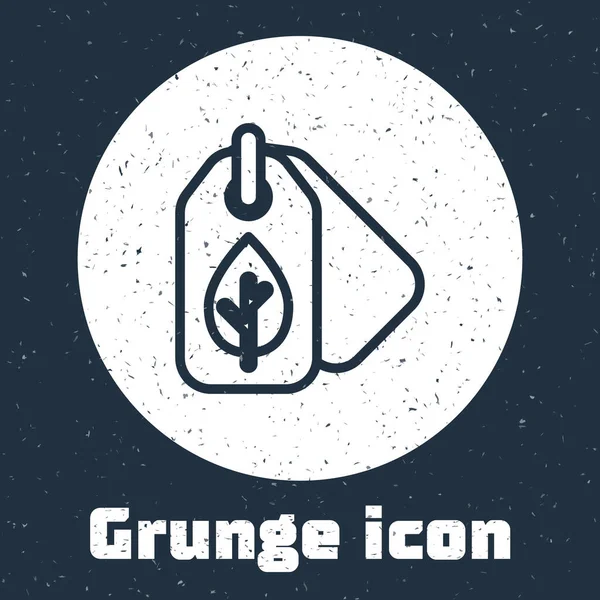 Grunge Line Etiqueta Con Icono Símbolo Hoja Aislado Sobre Fondo — Vector de stock