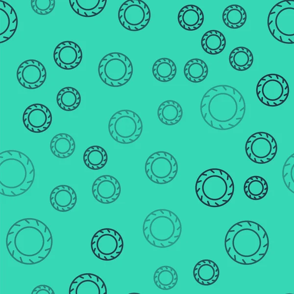 Černá Čára Kolo Kolo Ikona Izolované Bezešvé Vzor Zeleném Pozadí — Stockový vektor