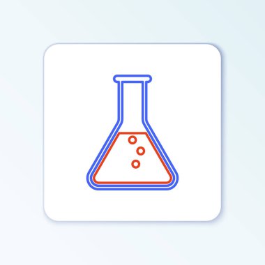 Çizgi Test tüpü ve matarası. Beyaz arka planda izole edilmiş kimyasal laboratuvar test ikonu. Renkli taslak konsepti. Vektör