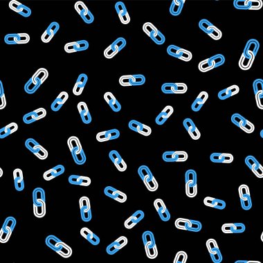 Çizgi Zinciri bağlantısı simgesi siyah arkaplanda izole edilmiş. Bağlantı bekar. Vektör