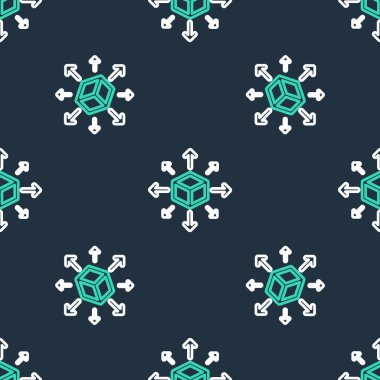 Çizgi Dağıtım simgesi siyah arkaplanda izole edilmiş. İçerik dağıtım konsepti. Vektör