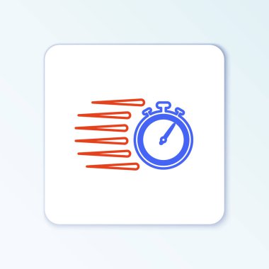 Çizgi Kronometresi simgesi beyaz arkaplanda izole edildi. Zaman göstergesi. Kronometre işareti. Renkli taslak konsepti. Vektör