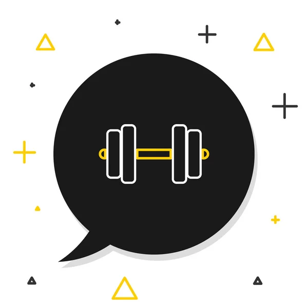 Line Dumbbell Icon Isolated White Background Muscle Lifting Fitness Barbell — Stock Vector