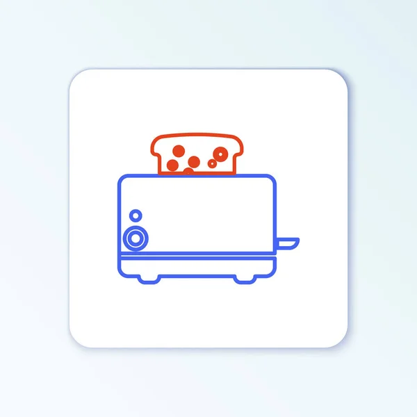 Line Toaster Met Toasts Pictogram Geïsoleerd Witte Achtergrond Kleurrijk Concept — Stockvector