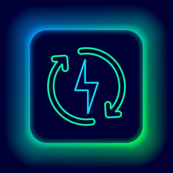 Glowing Neon Line Recharging Icon Isolated Black Background Electric Energy — Stock Vector