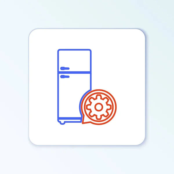 Ligne Réfrigérateur Icône Engrenage Isolé Sur Fond Blanc Réglage App — Image vectorielle