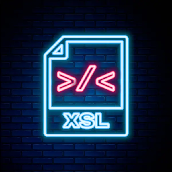 Перелистывание Xsl Документа Неоновой Строки Иконка Кнопки Fxsl Выделена Фоне — стоковый вектор