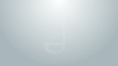 Mavi çizgi Mutfak Kepçesi simgesi gri arkaplanda izole edildi. Mutfak aletleri. Çatal kaşık tabelası. 4K Video hareketli grafik canlandırması