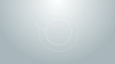 Mavi çizgili bulaşık yıkama simgesi gri arkaplanda izole edilmiş. Tabak ve sünger. Bulaşık yıkama ikonu. Bulaşık makinesi tabelası. Masa takımı tabelası temiz. 4K Video hareketli grafik canlandırması