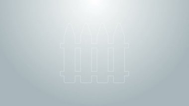 Mavi çizgili bahçe çiti ahşap ikonu gri arka planda izole edilmiş. 4K Video hareketli grafik canlandırması