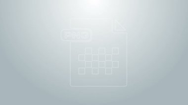 Mavi çizgi PNG dosya belgesi. Gri arkaplanda png düğmesi simgesi indir. PNG dosya simgesi. 4K Video hareketli grafik canlandırması