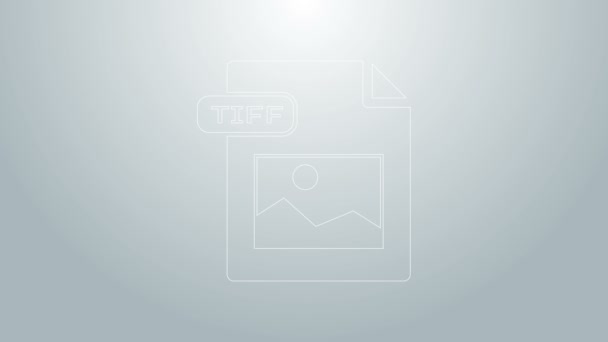 Documento de archivo TIFF de línea azul. Descargar icono de botón tiff aislado sobre fondo gris. Símbolo de archivo TIFF. Animación gráfica de vídeo 4K — Vídeo de stock