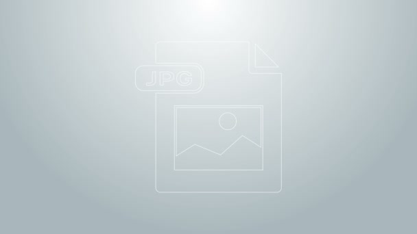 Documento de archivo JPG de línea azul. Descargar icono del botón de imagen aislado sobre fondo gris. Símbolo archivo JPG. Animación gráfica de vídeo 4K — Vídeo de stock