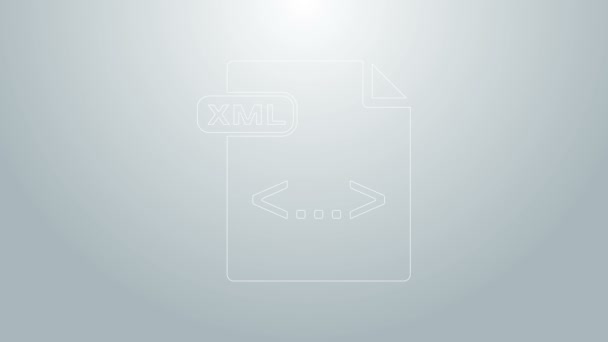 블루 라인 XML 파일 문서. xml 버튼 아이콘을 회색 배경에서 분리하여 다운로드 한다. XML 파일 기호. 4K 비디오 모션 그래픽 애니메이션 — 비디오