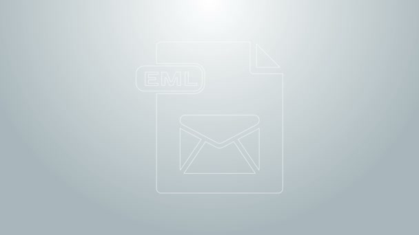 Blue line EML file document. Download eml button icon isolated on grey background. EML file symbol. 4K Video motion graphic animation — Stock Video