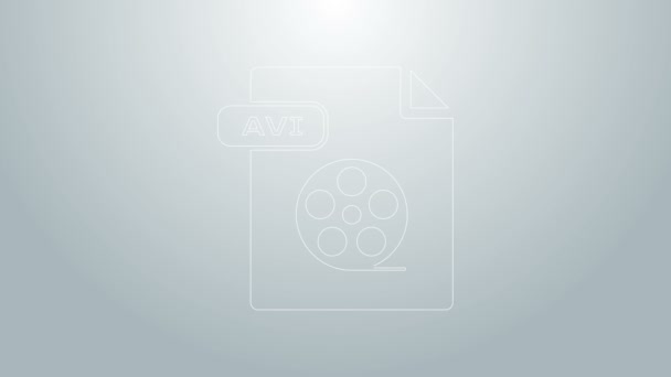 Documento del archivo AVI de línea azul. Descargar icono de botón avi aislado sobre fondo gris. Signatura de archivo AVI. Animación gráfica de vídeo 4K — Vídeo de stock