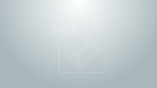 Dokument MSG s modrou čarou. Stáhnout ikonu tlačítka msg izolované na šedém pozadí. Symbol souboru MSG. Grafická animace pohybu videa 4K — Stock video