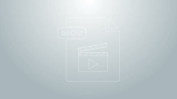 Documento de archivo MOV de línea azul. Descargar icono del botón mov aislado sobre fondo gris. MOV símbolo de archivo. Colección de audio y vídeo. Animación gráfica de vídeo 4K — Vídeo de stock