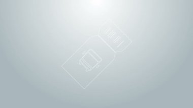 Mavi çizgi otobüs bileti ikonu gri arka planda izole edildi. Toplu taşıma bileti. 4K Video hareketli grafik canlandırması