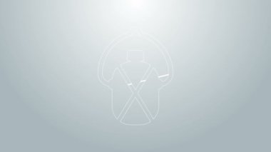 Mavi çizgi Kantin su şişesi simgesi gri arkaplanda izole edildi. Turist matarası ikonu. Kampanyada bir kavanoz su kullanıldı. 4K Video hareketli grafik canlandırması