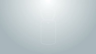 Mavi çizgi askeri künye simgesi gri arka planda izole edildi. Kimlik etiketi simgesi. Ordu işareti. 4K Video hareketli grafik canlandırması