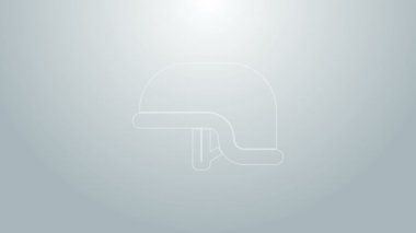 Mavi çizgi askeri miğfer ikonu gri arka planda izole edildi. Ordu şapkasının savunma ve koruma sembolü. Koruyucu şapka. 4K Video hareketli grafik canlandırması